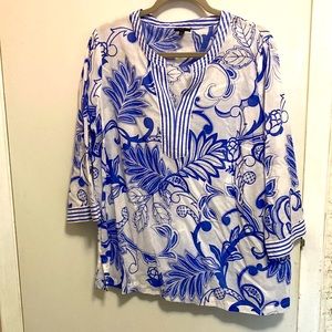 Talbot’s blue and white tunic